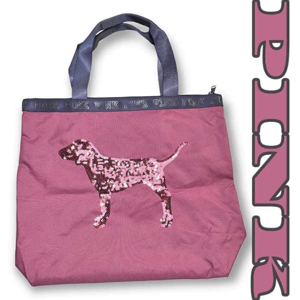 Victorias Secret PINK 2016 Black Friday SEQUINS BLING Pink Dog Tote